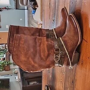 Women's BKE Soul Brown Boot With Strap and Buckle Detail Size 8.5